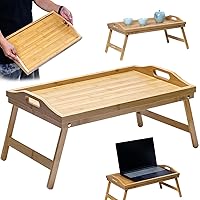 Breakfast in Bed Tray, Bed Tray Table Foldable Breakfast Tray with Legs Sturdy Wooden Breakfast in Bed Tray with Handles Stable Food Tray for Bed, Sofa, Eating 11.8x19.7x9.3 InchBreakfast Tray