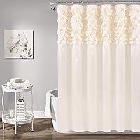 Lush Decor Lillian Shower Curtain | Textured Shimmer Circle Design Bathroom, 72” x 72”, Beige