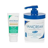 Vanicream Facial Moisturizer Broad Spectrum SPF 30 Mineral Sunscreen With Ceramides 2.5 Oz Tube + Moisturizing Cream For Senstive Skin with Pump 16 Oz