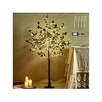 Hairui Lighted Eucalyptus Tree Plug in 4FT 160 Warm White LED Artificial Greenery Tree with Lights for Wedding Halloween Christmas Holiday Home Party Decoration