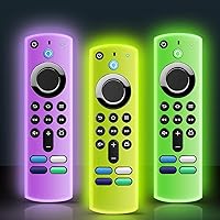 ONEBOM (3 Pack) TV Remote Cover Case, Silicone Remote Cover, Remote Control Cover,Anti Slip Silicone Protective Case with Lanyard（Glow Purple&Glow Green&Glow Yellow）