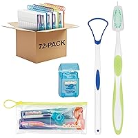 SmileGoods Adult Hygiene Dental Care Kit with Toothbrush, Tongue Cleaner & Floss, Pack of 72