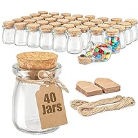 40 Pack Glass Favor Jars with Cork Lid, 3.4 oz Small Glass Bottles for Wedding Favor, Baby Shower, Party Favor, Gift Jars for Candy, Bonus Twine and Labels