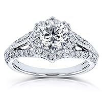 Kobelli Diamond Star Halo Engagement Ring 1 1/3 CTW in 14k White Gold