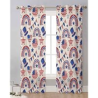 4th of July Sheer Curtains 84 Inch Length 2 Panels Set, Grommet Kitchen Curtains Sheer Window Curtain for Living Room Bedroom Light & Airy Privacy Drapes Independence Day Flag Rustic