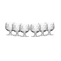 Set of 6 Russian Cut Crystal Cognac Brandy Whiskey Snifters Goblets, Handmade Glassware