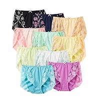 Nissen Women's Panties Set, 10 Piece Set, 100% Cotton, Inner Liner, Lace Back