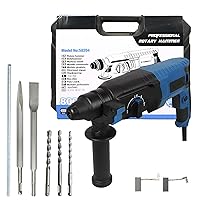 Irfora 4 Modes 800W 7 Amp Wired Rotomartillo Hammer Drill with Variable Speed for Concrete - Includes 3 Drills, Flat Chisel, Pointed Chisel, Carry Bag