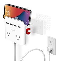 iHome Power Reach Multi-Plug Outlet Extender and Splitter, Fast Charging Portable Power Station with 2 Outlets and 4 USB Ports, 6 ft Extension Cord and Magnetic Wall Mount