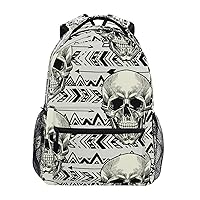 ALAZA Skull on Geometric Background Backpack for Women Men,Travel Trip Casual Daypack College Bookbag Laptop Bag Work Business Shoulder Bag Fit for 14 Inch Laptop
