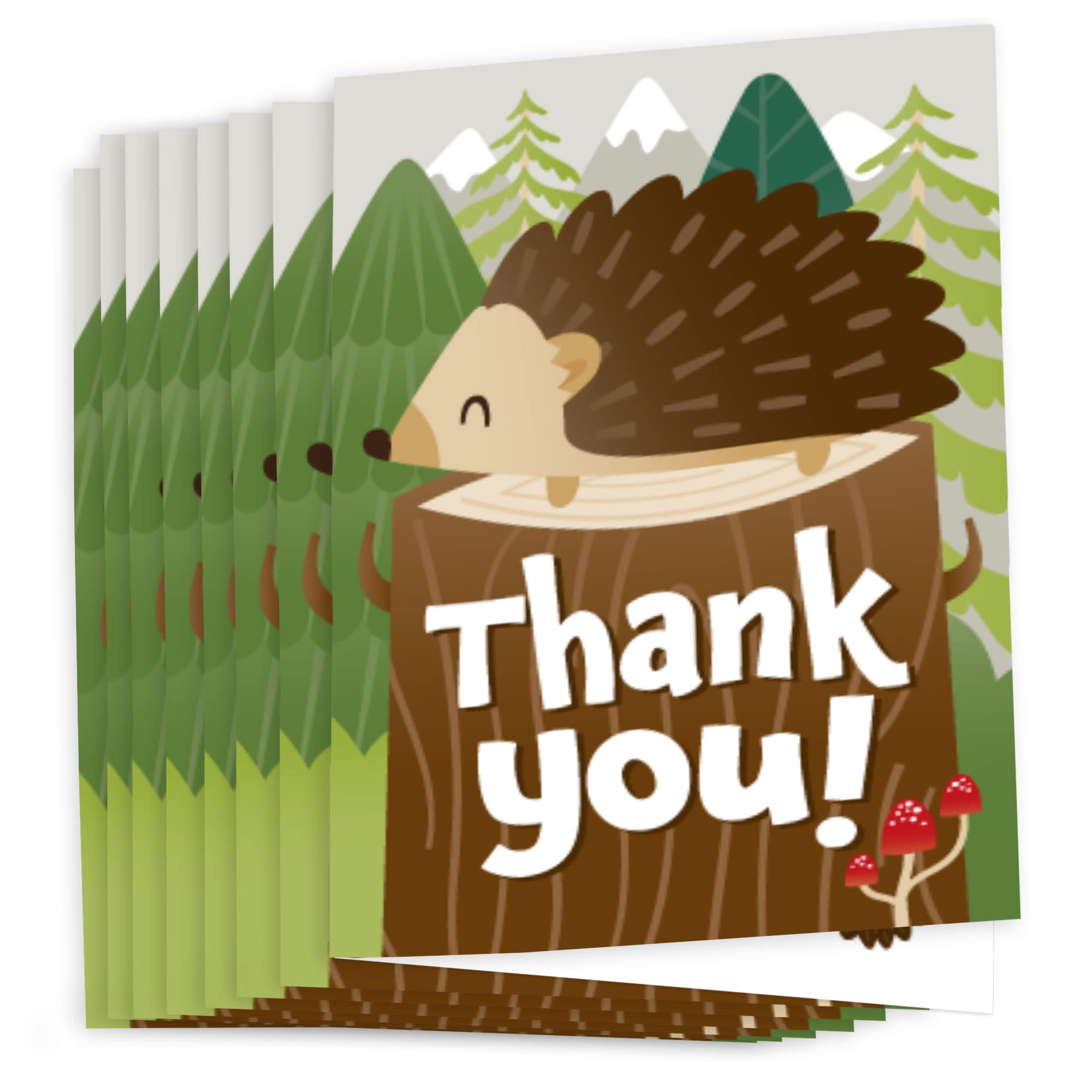 Big Dot of Happiness Forest Hedgehogs - Woodland Birthday Party or Baby Shower Thank You Cards (8 count)