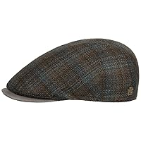 Mayser Marzio Check Zechbauer Flat Cap Peaked Cap Flat Cap Wool Cap Silk Cap Men – Made in The EU with Peak, Lining, Autumn/Winter