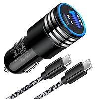 USB C Car Charger, 30W Fast Car Phone Charger Adapter 3FT USB C to USB C Cable for iPhone 15/15 Pro/15 Pro Max/15 Plus, Samsung S24 S23, Google Pixel 8a/7 Pro, Cigarette Lighter Charger Fast Charging