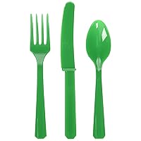 Festive Green Assorted Plastic Cutlery Set - (288 Count) - Premium Quality & Eye-catching Color Tableware, Perfect for Parties & Special Events