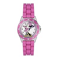 Minnie Mouse Kids' Analog Watch by Accutime - Pink Bezel, Strap & Dial, Time-Teacher Model MN1157