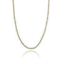 Miabella Solid 18K Gold Over 925 Sterling Silver Italian 1mm Box Chain Necklace for Women, Made in Italy