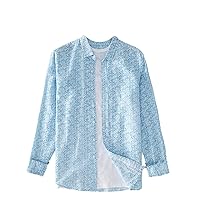 Men's Linen Shirt with Print, Fresh and Breathable Cotton-Linen Long Sleeve Top