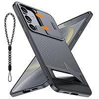 for Samsung Galaxy s24 Case with Kickstand & Slide Camera Cover, Military-Grade Silicone Shockproof Drop Protection, Slim Phone Case for Galaxy s24 5G 6.2 Inch 2024 Black