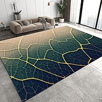 Living Room Bedroom Rug,Green Gold Leaf Vein Area Rugs,Modern Art Tropical Leaves Colored Abstractiontropical Plant Flowers Rugs, Irregular Vein Pattern Carpet 3x5ft