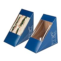 Restaurantware Cafe Vision 4.8 x 2.8 Inch Sandwich Paper Boxes 200 Medium Sandwich Wedge Boxes - With Window Disposable Frenchie Paper Triangle Sandwich Containers Grease-Impervious Lining