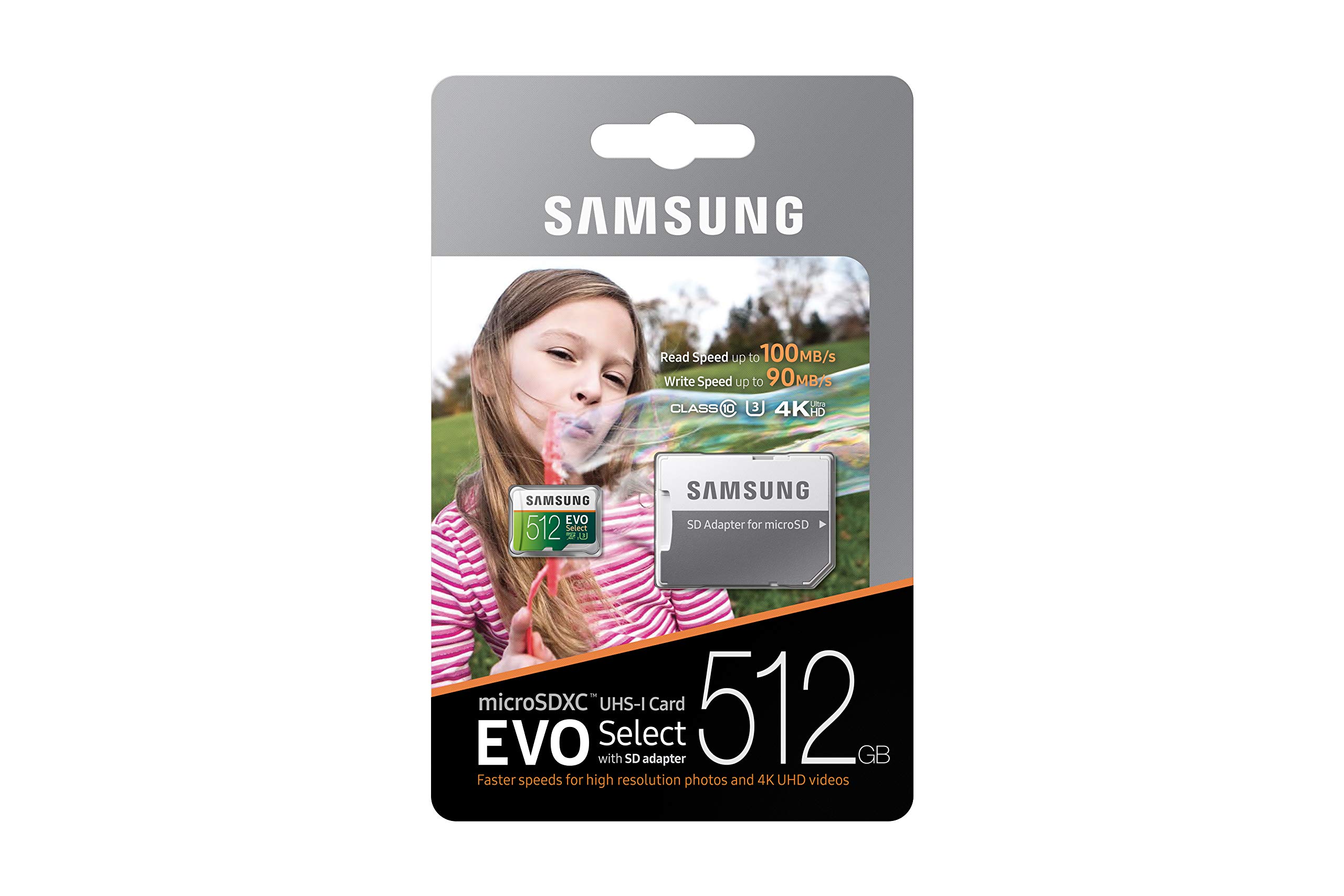 Samsung (MB-ME512GA/AM) 512GB 100MB/s (U3) MicroSDXC Evo Select Memory Card with Adapter