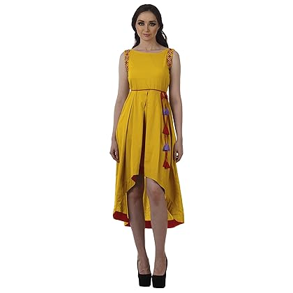 Moomaya Asymmetrical Top Women Midi Wrap Dress Sleeveless Casual Dress