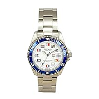 Del Mar 50255 43mm Stainless Steel Quartz Watch w/Stainless Steel Band in Silver with a White dial