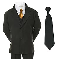 Unotux 6pc Boys Suit with Satin Gold Necktie from Baby to Teen