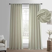 Basic Faux Linen Curtains - 84 Inch Long Pair - 2 Panels - 50W x 84L - Natural Linen Curtain for Living Room, Bedroom, Dinning Room, Modern Farmhouse Drapes, Greige