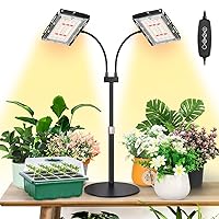 LBW Plant Grow Light, Full Spectrum Dual Heads Desk Plant Light for Indoor Plants, Growing Lamp with 3H/6H/12H Timer, 6-Level Brightness, 3 Lighting Modes, Height Adjustable, Ideal for Indoor Growth