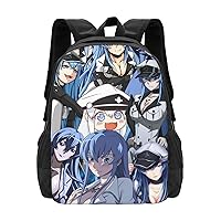 Anime Akame Ga Kill Esdeath Backpack Cartoon Large Capacity Backpacks Laptop Backpack Lightweight Canvas Shoulder bag Outdoor Travel 16-Inch Black