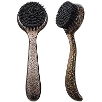 2 Pcs Large Facial Cleansing Brush, Face Brush Cleanser, Upgraded Soft Exfoliating Face Wash Brush Face Scrubber for Skincare, Black Charcoal Bristles Glitter Handle Random Color