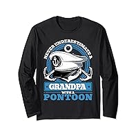 Grandpa with a Pontoon Funny Boat Captain Boating Men Long Sleeve T-Shirt