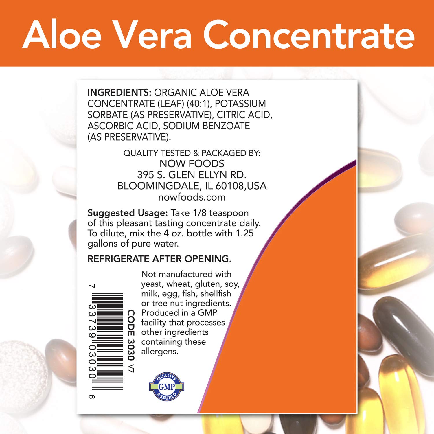 NOW Supplements, Aloe Vera Concentrate (40:1 Concentrate Contains Active Polysaccharides), 4-Ounce