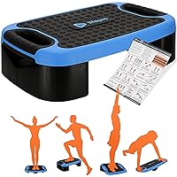 4-In-1 Aerobic Balance Board and Step Up Exercise Platform - Adjustable Multifunctional Balance Board Slant Board, Steppers for Exercise - Home Workout Non Slip Stepper Platform For Balance