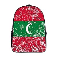 Maldives Retro Flag 16 Inch Backpack Adjustable Strap Daypack Double Shoulder Backpack Business Laptop Backpack for Hiking Travel
