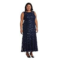 R&M Richards Women's Full Length Sleeveless Sequined Evening Gown