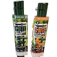 2 Pack 5-Foot DIY Custom Plant Support Kit Green + Orange | All You Need to Build Sturdy Cages, Trellis, Fence, Or Any Combination of Shapes | Great for Tomatoes, Cucumbers, and More