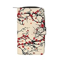 Japanese Style Cherry Blossom Wallet PU Leather Purse Coin Pocket Credit Card Holder Clutch Gifts for Women Men