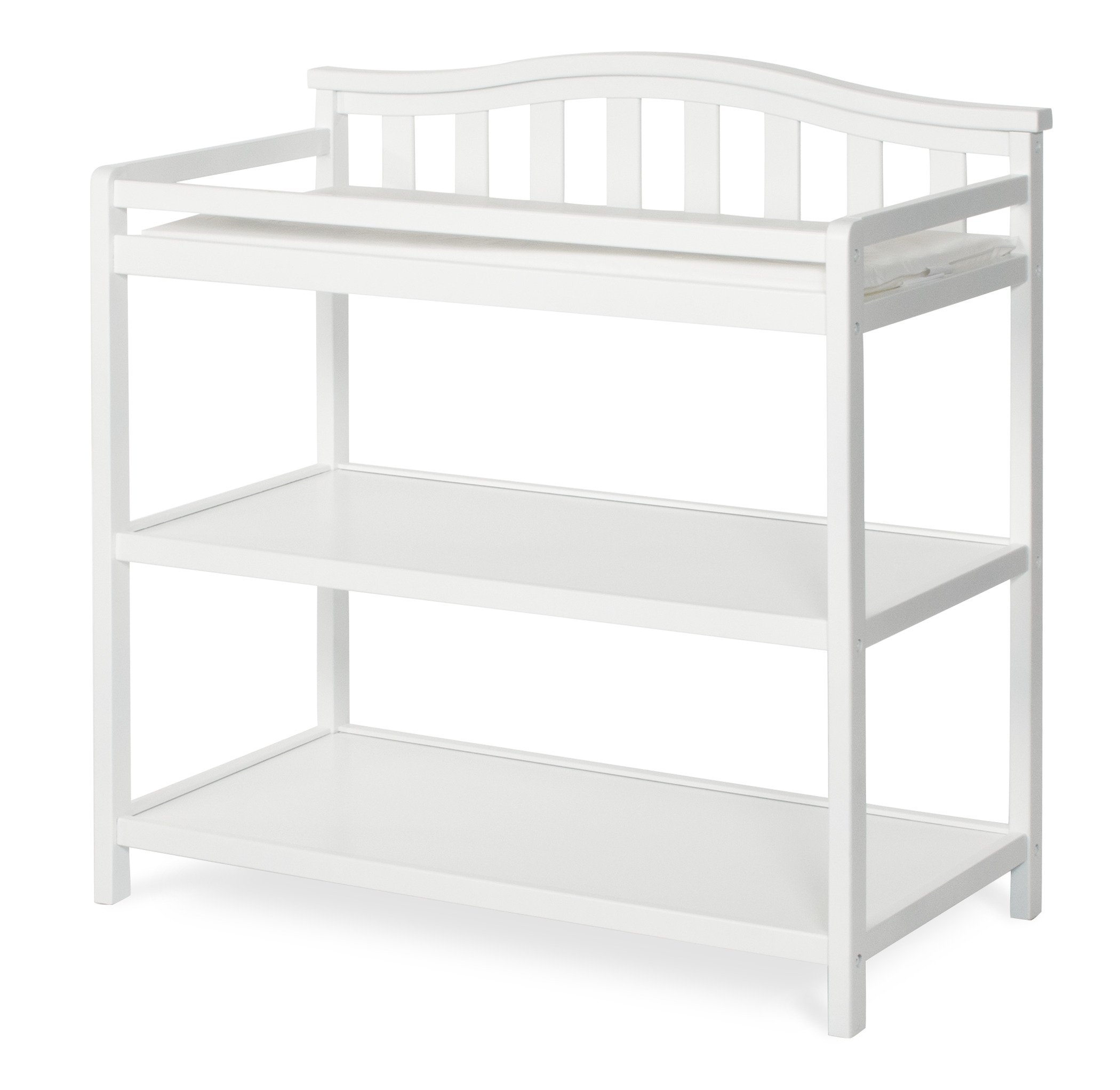 Foundations Child Craft Infant Changing Table with Arch Top Back, Water-Resistant Pad and Safety Strap, Matte White