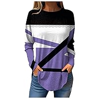 Fall Clothes for Women 2023,Women's Geometric Print Tunic Crewneck Long Sleeve Long Shirt to Wear with Leggings