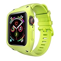 for Apple Watch Band Case with Silicone 7 6 5 4 SE 3 Sport Bracelet 38mm 40mm 42mm 44mm WatchBand (Color : Green, Size : for 38mm)