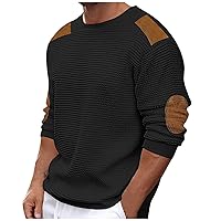 Mens Crewneck Sweater Colorblock Sweaters Vintage Knitted Jumper Pullover Casual Long Sleeve Loose Knitwear Top