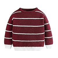 Toddler Children's Sweater Autumn And Winter Boys Striped Knit Sweater Baby Pullover Top Boys Mock Neck Sweater