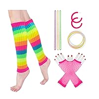 Kingfancy Women's Christmas Gift 80s Party Costume Accessories Set Neon Goth Ribbed Knit Sports Yoga Leg Warmer