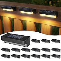 Solar Deck Lights Outdoor 16 Packs, LED Solar Step Light Waterproof, Solar Powered Fence Lighting Warm White for Stairs Yard Garden Patio Pathway Railing