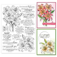 GLOBLELAND Lily Bible Flowers Clear Stamps for Cards Making The Bible Word Clear Stamp Seals 5.83x8.27inch Transparent Stamps for DIY Scrapbooking Photo Album Journal Home Decoration