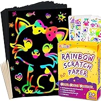 pigipigi Rainbow Scratch Paper for Kids - Arts Crafts Supplies Kits Drawing Paper Black Magic Sheets Scratch Pad Activity Toy for Girls Boys Game Christmas Birthday Gift