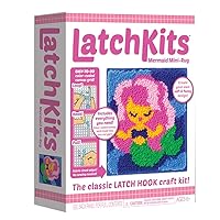 LatchKits Latch Hook Kit for Wall Hangings & Mini-Rugs - Mermaid - Craft Kit with Easy, Color-Coded Canvas, Pre-Cut Yarn & Latch Hook Tool - Perfect DIY Craft for Kids - Ages 6+