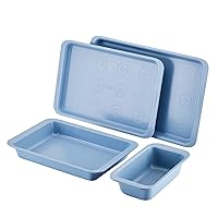 Farberware Easy Solutions Nonstick Bakeware/Baking Set, Includes Cookie Pans, Loaf Pan, and Cake Pan, 4 Piece - Blue